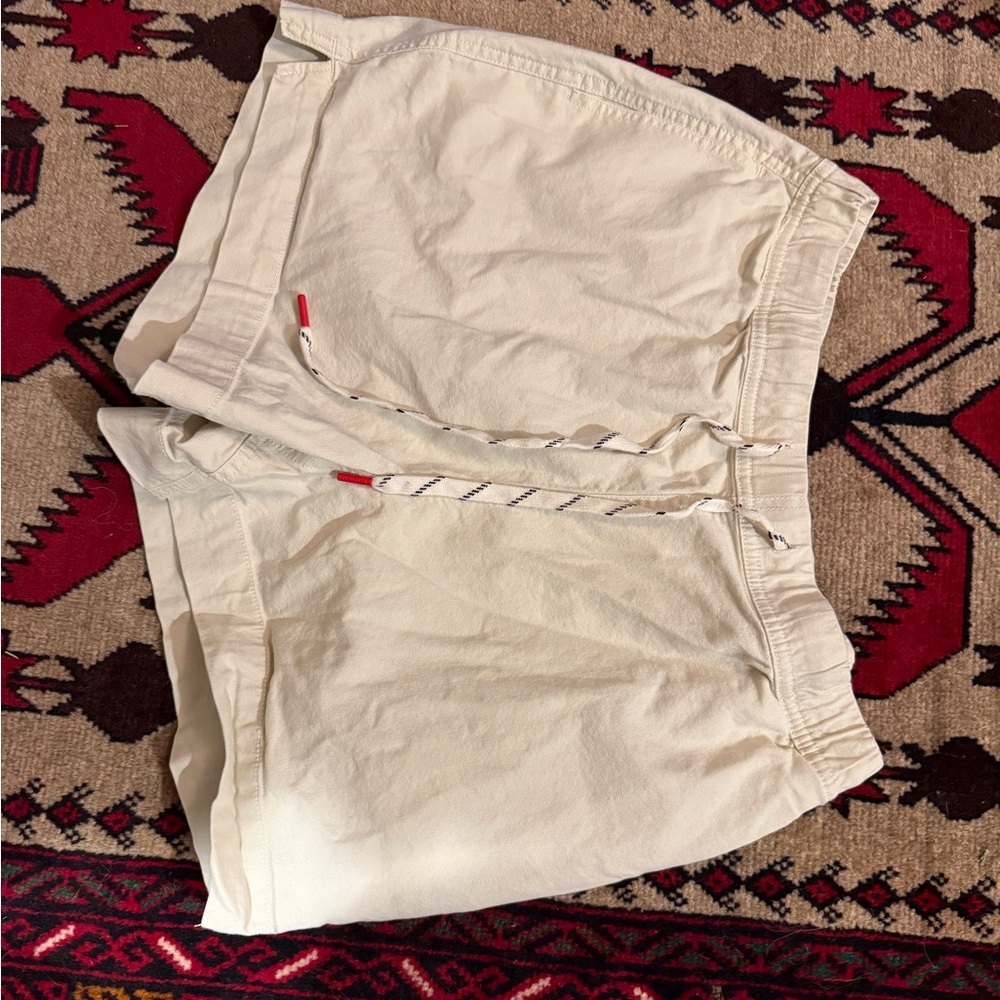 Topo Designs Cream colored utility shorts with draw string